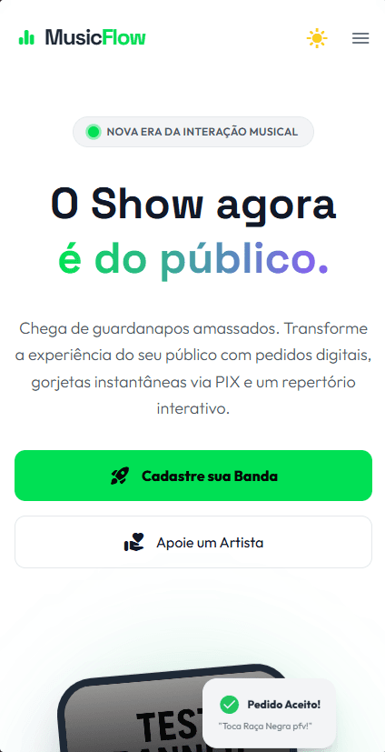 Prévia do projeto Site para Bandas